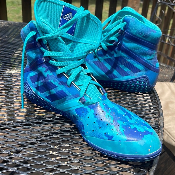 adidas Shoes Adidas Flying Impact Wrestling Shoes High Tops 85 Blue